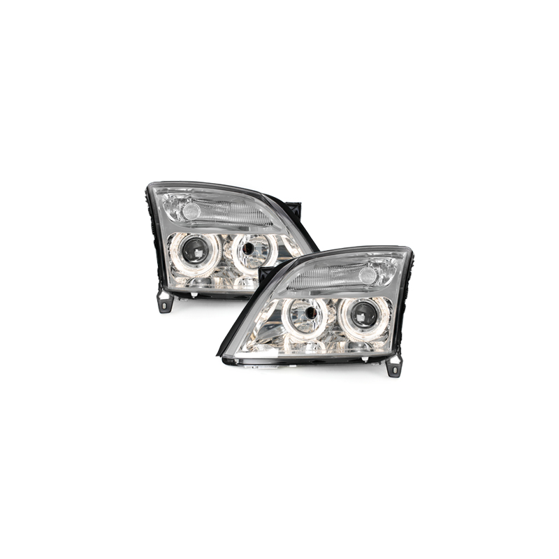 Phares Opel Vectra C 02-08/05 avec 2 Anneaux lumineux Angel Eyes   Chrome