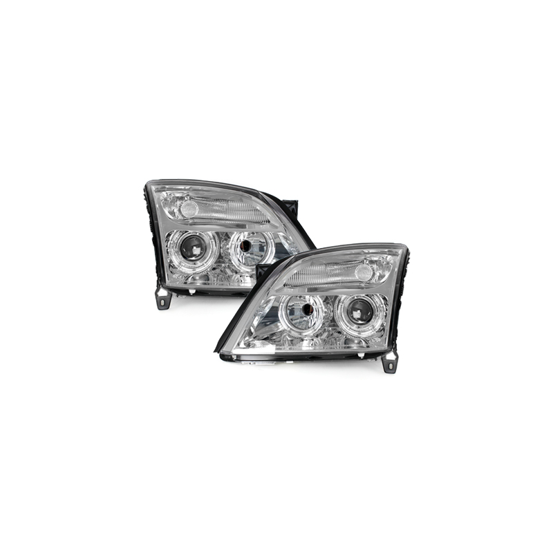 Phares Opel Vectra C 02-08/05 avec 2 Anneaux lumineux Angel Eyes   Chrome