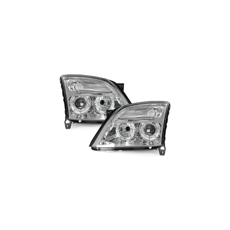 Phares Opel Vectra C 02-08/05 avec 2 Anneaux lumineux Angel Eyes   Chrome