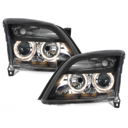 Phares Opel Vectra C 02-08/05 avec 2 Anneaux lumineux Angel Eyes   Noir
