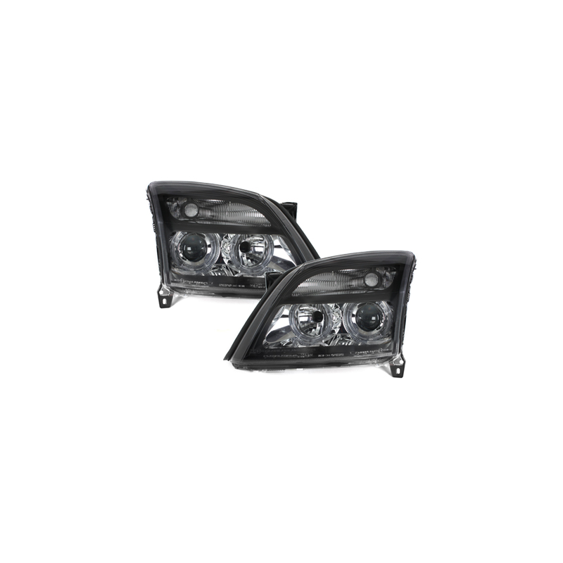 Phares Opel Vectra C 02-08/05 avec 2 Anneaux lumineux Angel Eyes   Noir