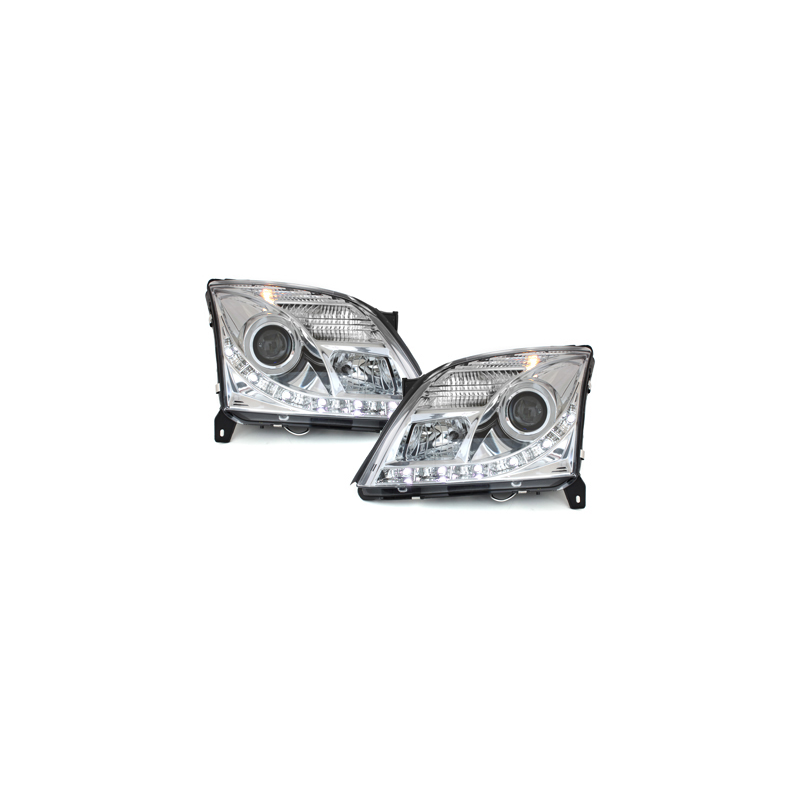 Phares DAYLINE Opel Vectra C 02-08/05 avec Feux Diurne LED  Chrome