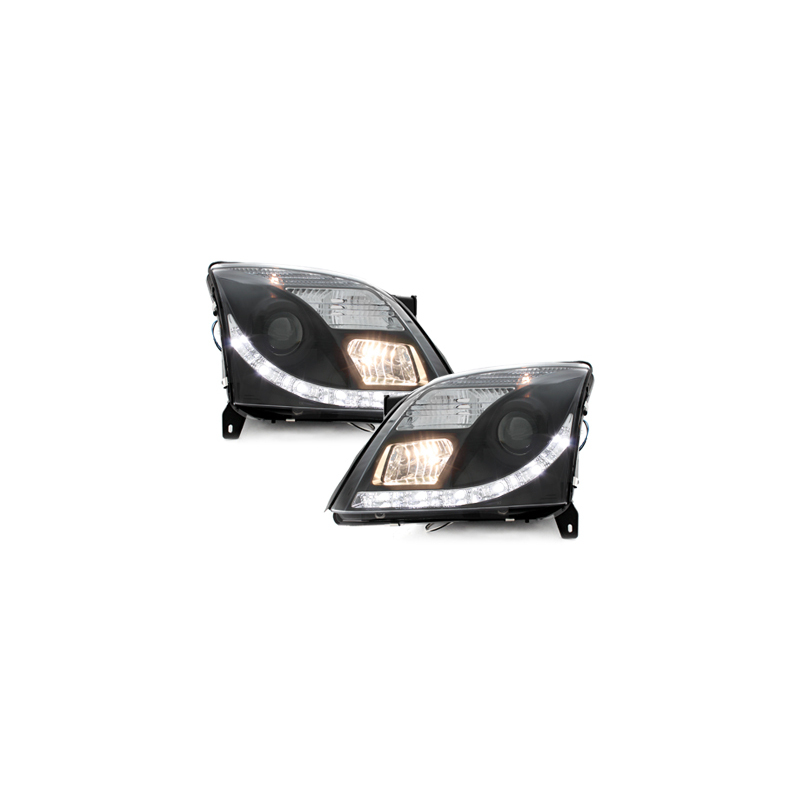 Phares DAYLINE Opel Vectra C 02-08/05 avec Feux Diurne LED Noir