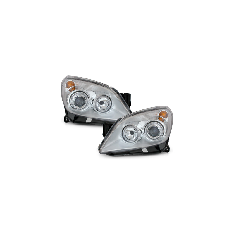 Phares Opel Astra H _04-09 avec 2 Anneaux lumineux Angel Eyes  Chrome