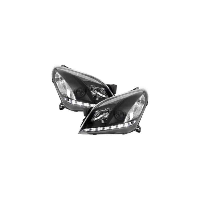 Phares DAYLINE Opel Astra H 04-09  avec Feux Diurne LED   Noir