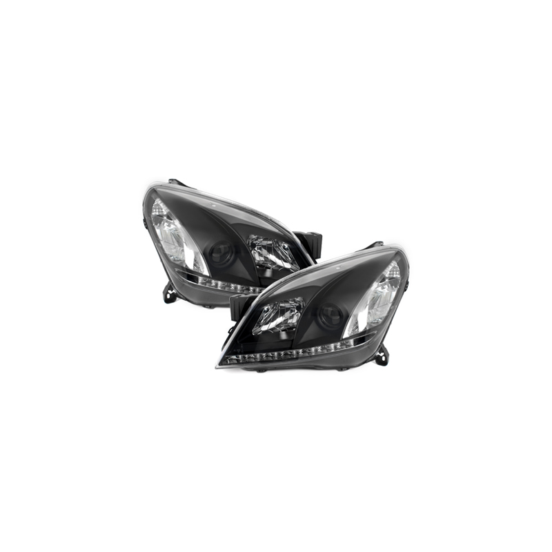 Phares DAYLINE Opel Astra H 04-09  avec Feux Diurne LED   Noir