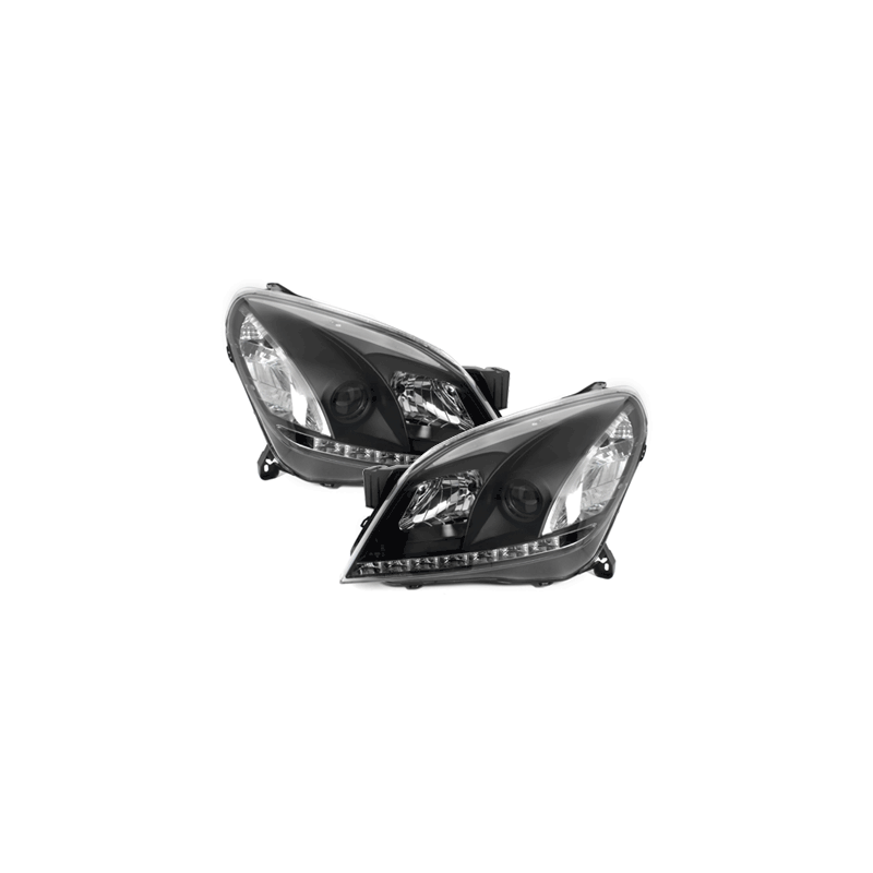 Phares DAYLINE Opel Astra H 04-09  avec Feux Diurne LED   Noir