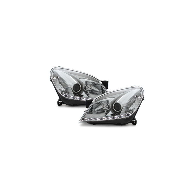 Phares avec feux diurnes Opel Astra H 04-09 Chrome