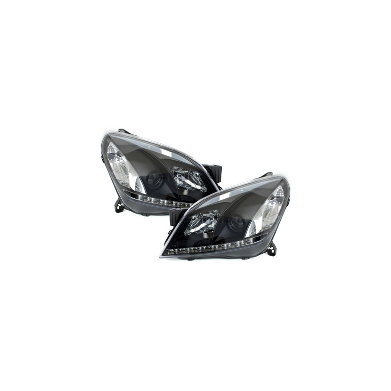 Phares avec feux diurnes Opel Astra H 04-09 Noir
