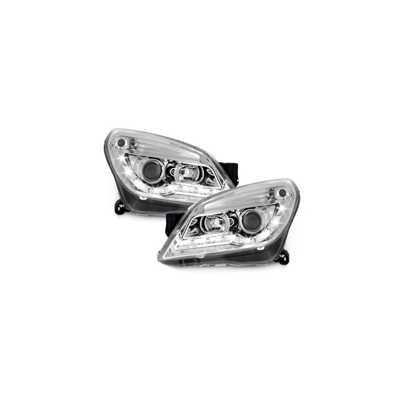 Phares DAYLINE Opel Astra H 04-09  avec Feux Diurne LED   Chrome