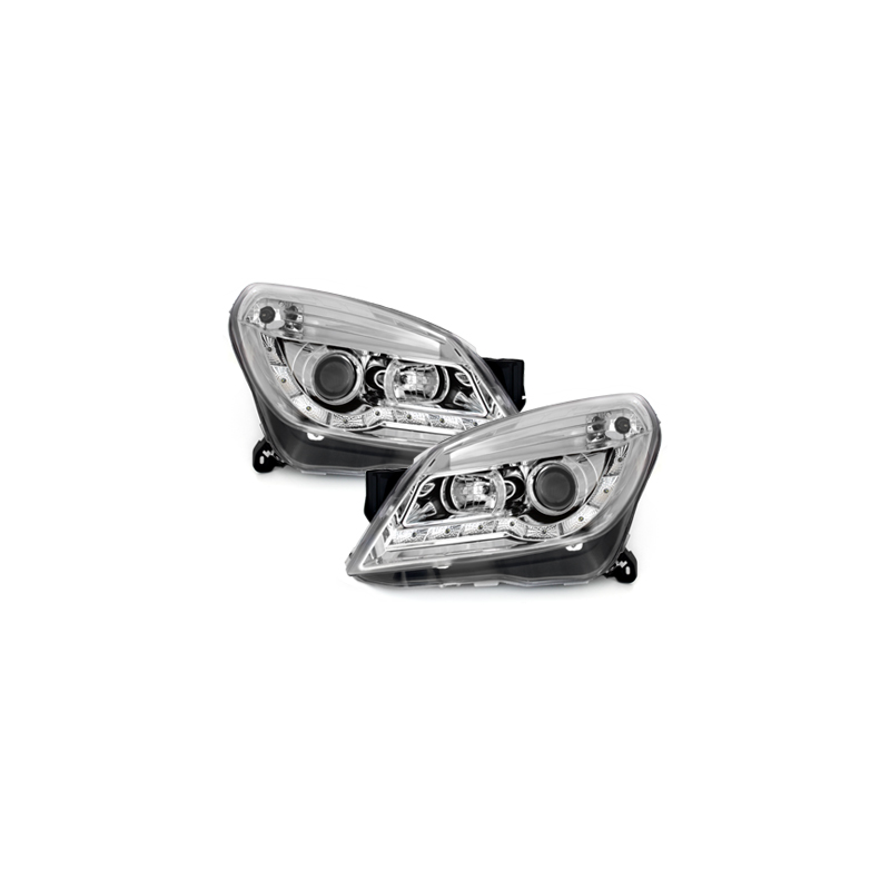 Phares DAYLINE Opel Astra H 04-09  avec Feux Diurne LED   Chrome