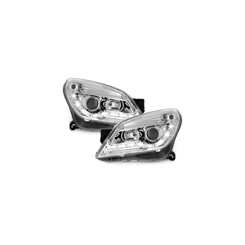 Phares DAYLINE Opel Astra H 04-09  avec Feux Diurne LED   Chrome