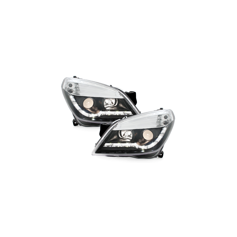 Phares DAYLINE Opel Astra H 04-09  avec Feux Diurne LED   Noir