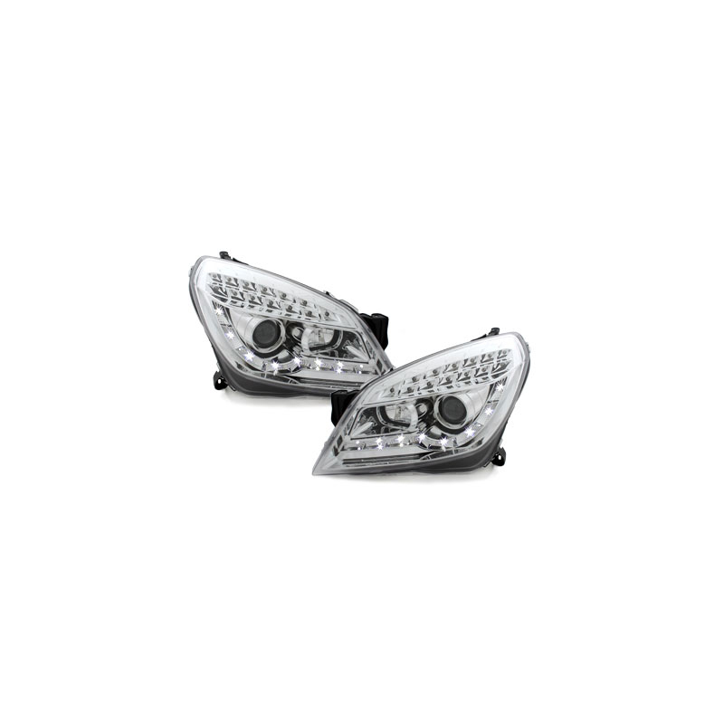 Phares DAYLINE Opel Astra H 04-09  avec Feux Diurne LED   Chrome