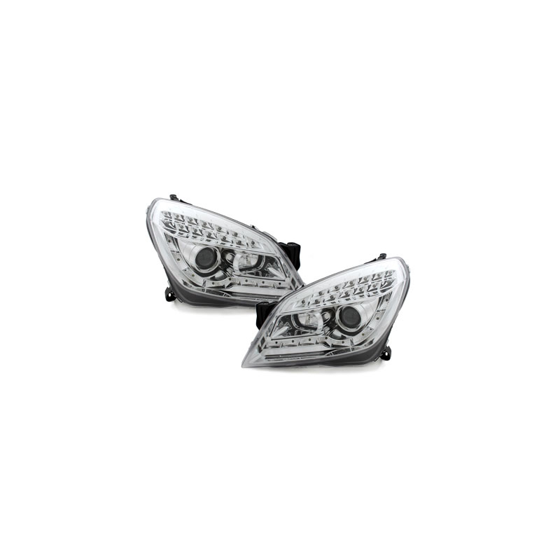 Phares DAYLINE Opel Astra H 04-09  avec Feux Diurne LED   Chrome