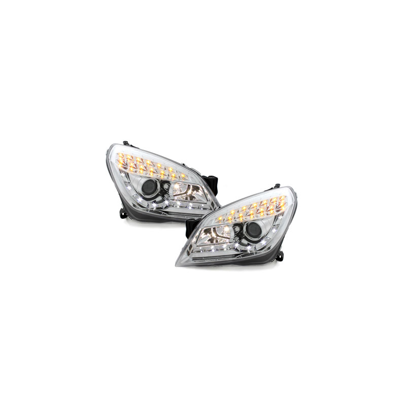 Phares DAYLINE Opel Astra H 04-09  avec Feux Diurne LED   Chrome