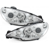 Phares Peugeot 206 02-07 avec anneaux lumineux angel eyes Chrome Phares Peugeot 206 02-07 avec anneaux lumineux angel eyes Chrome