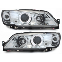 Phares Peugeot 306 93-97  avec anneaux lumineux Chrome