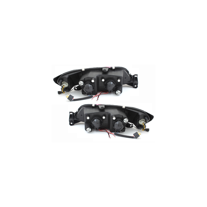 Phares Peugeot 306 93-97  avec anneaux lumineux Chrome