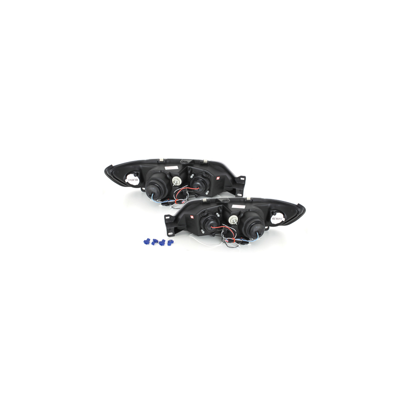 Phares Peugeot 306 93-97  avec 2 Anneaux lumineux Angel Eyes  Noir