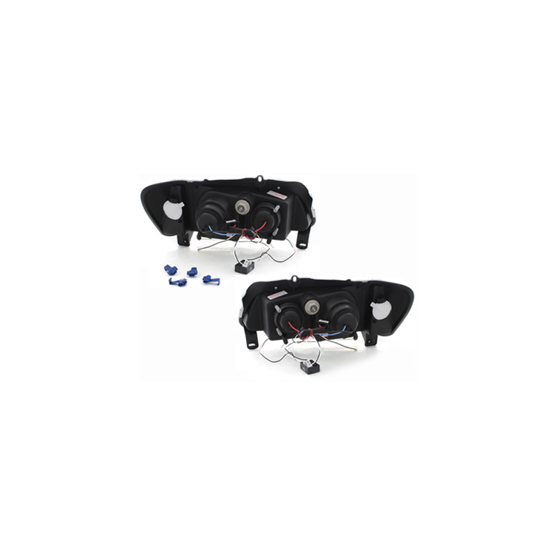 Phares Peugeot 106 05.96-03  avec 2 Anneaux lumineux Angel Eyes   Noir