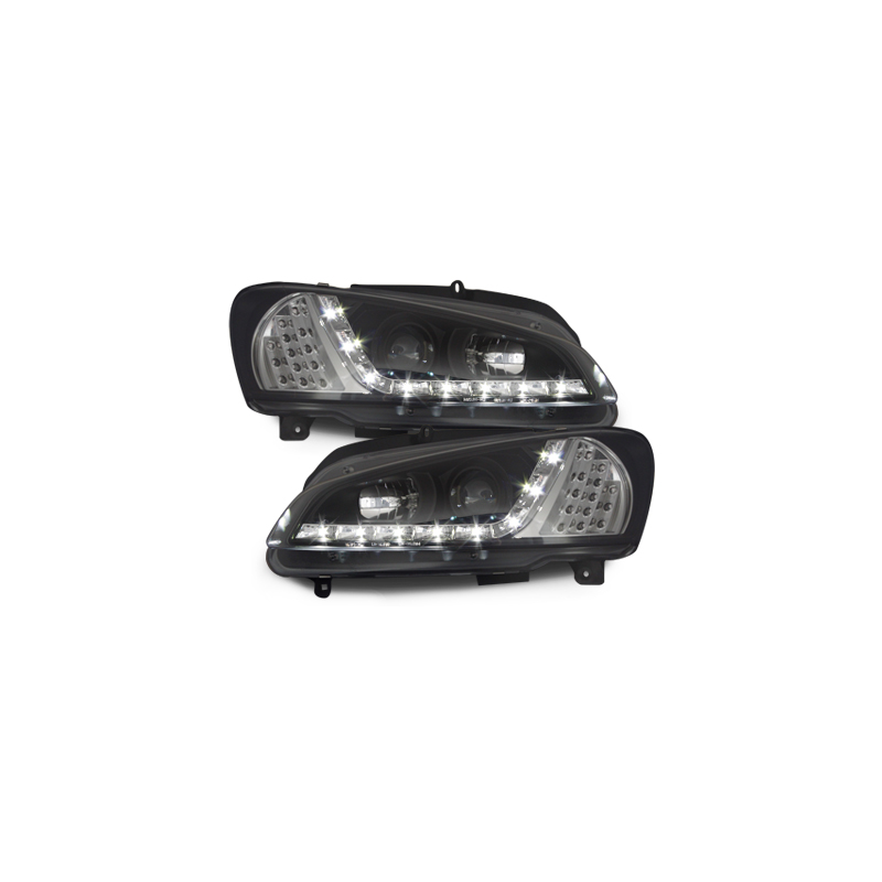Phares DAYLINE Peugeot 106 96-03  avec feux diurne LED  Noir