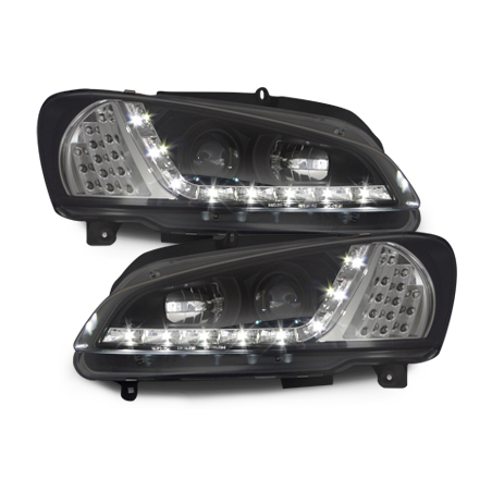 Phares DAYLINE Peugeot 106 96-03  avec feux diurne LED  Noir