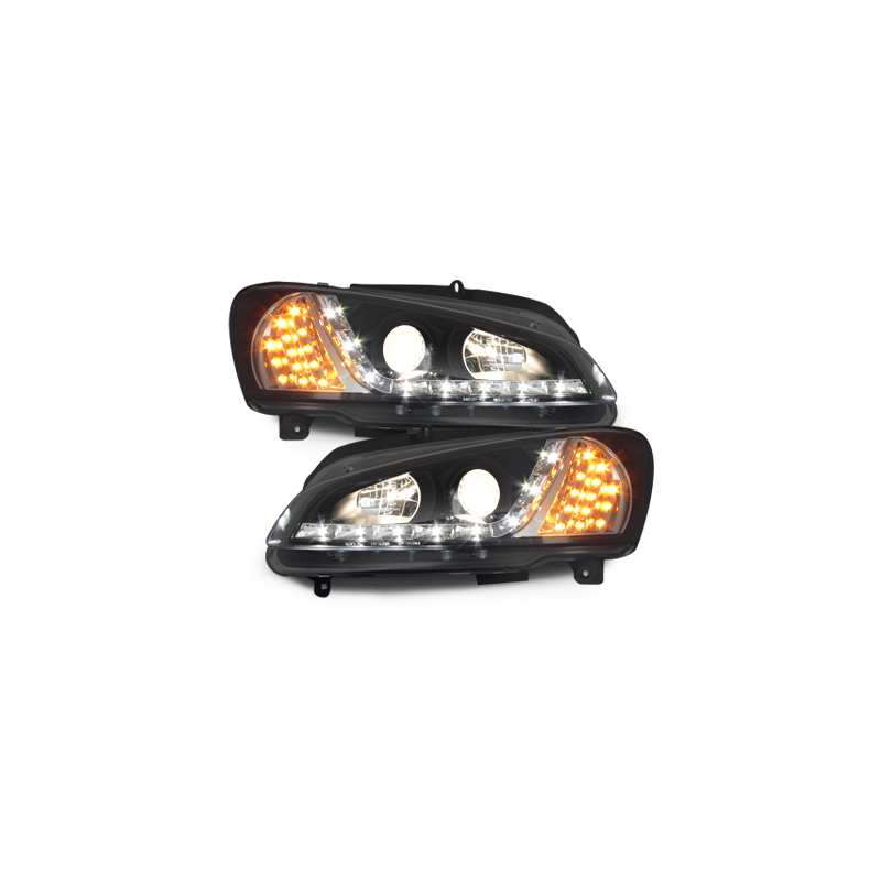 Phares DAYLINE Peugeot 106 96-03  avec feux diurne LED  Noir