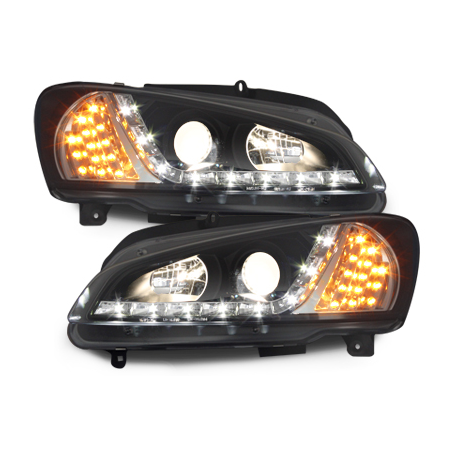 Phares DAYLINE Peugeot 106 96-03  avec feux diurne LED  Noir