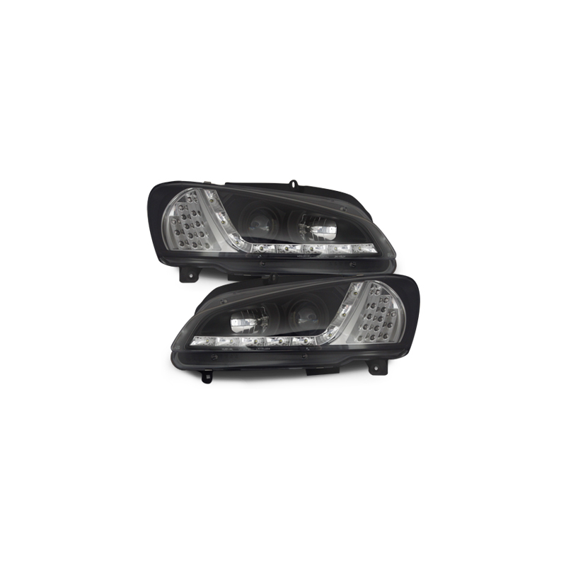 Phares DAYLINE Peugeot 106 96-03  avec feux diurne LED  Noir