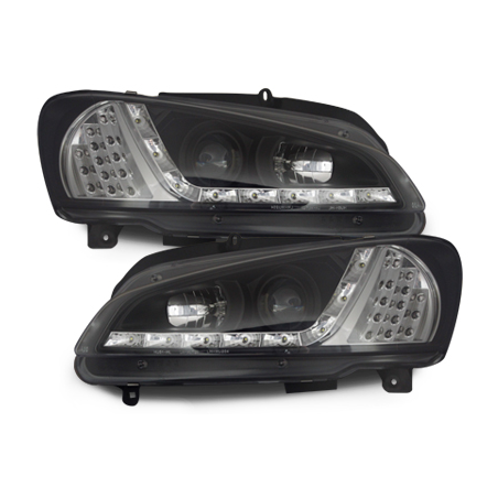 Phares DAYLINE Peugeot 106 96-03  avec feux diurne LED  Noir