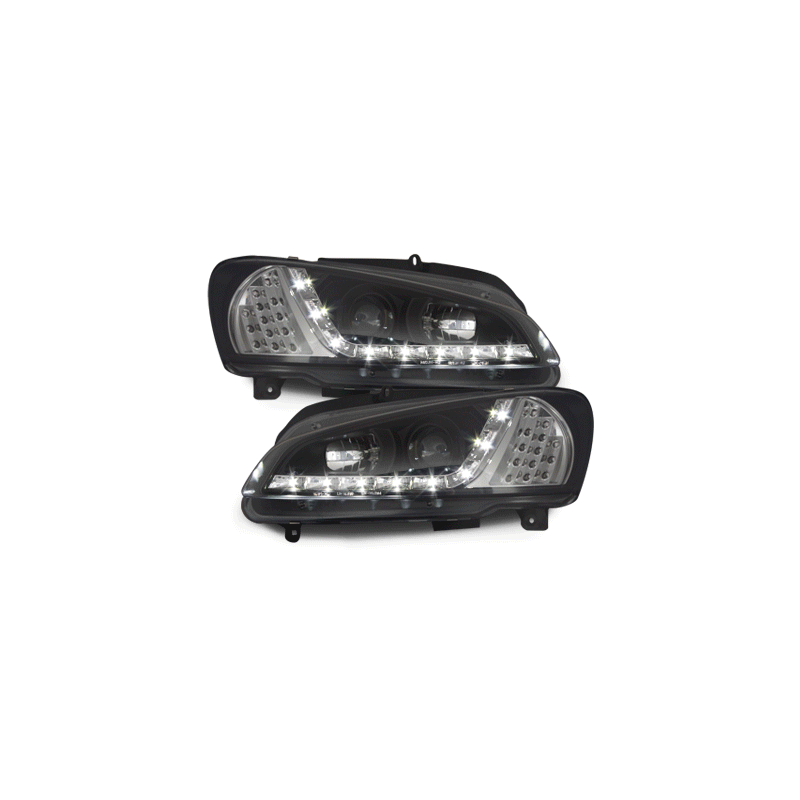 Phares DAYLINE Peugeot 106 96-03  avec feux diurne LED  Noir