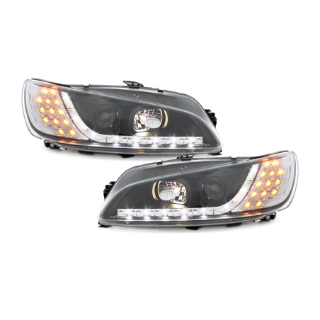 Phares DAYLINE Peugeot 306 97-00  avec feux diurne LED  Noir