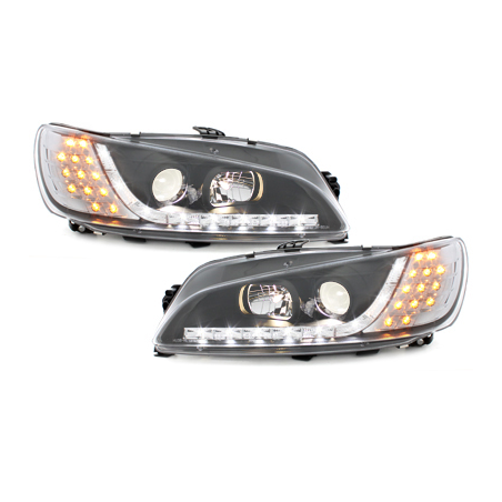 Phares DAYLINE Peugeot 306 97-00  avec feux diurne LED  Noir