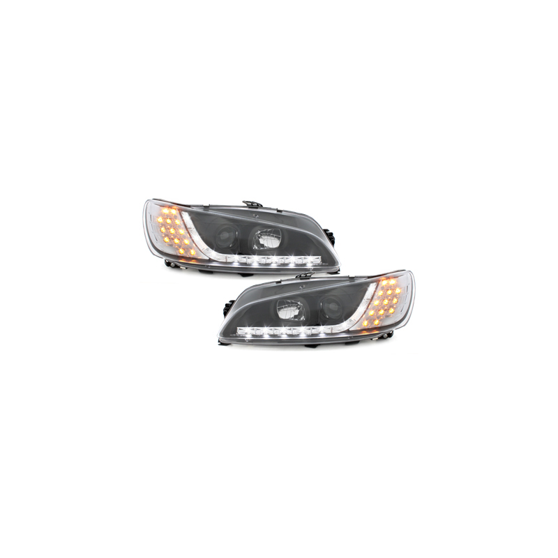 Phares DAYLINE Peugeot 306 97-00  avec feux diurne LED  Noir
