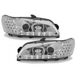 Phares DAYLINE Peugeot 306 97-00  avec feux diurne LED  Chrome