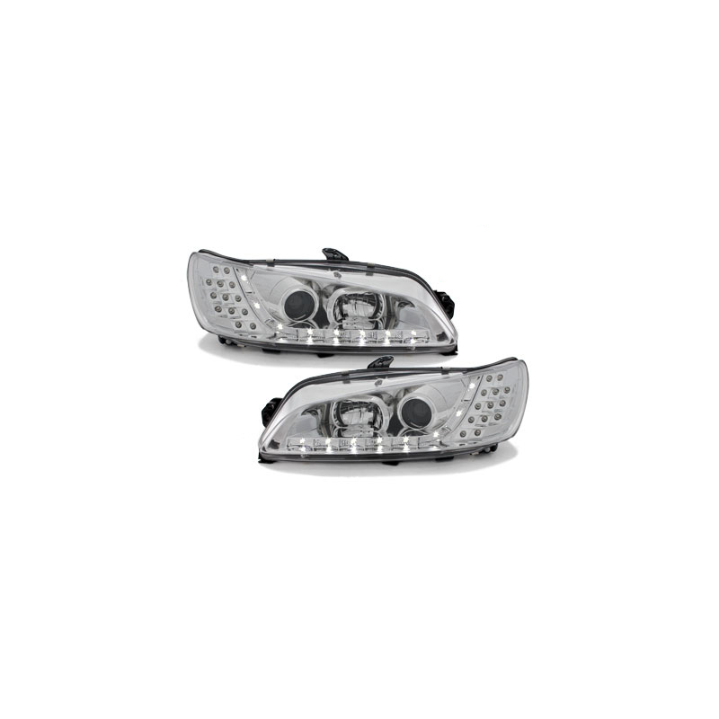 Phares DAYLINE Peugeot 306 97-00  avec feux diurne LED  Chrome
