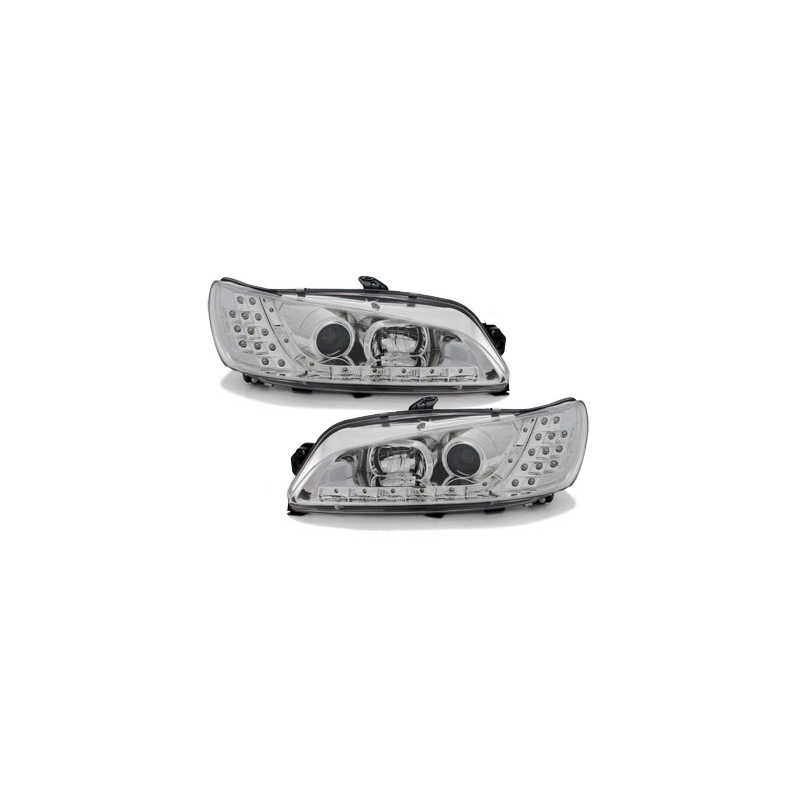 Phares DAYLINE Peugeot 306 97-00  avec feux diurne LED  Chrome