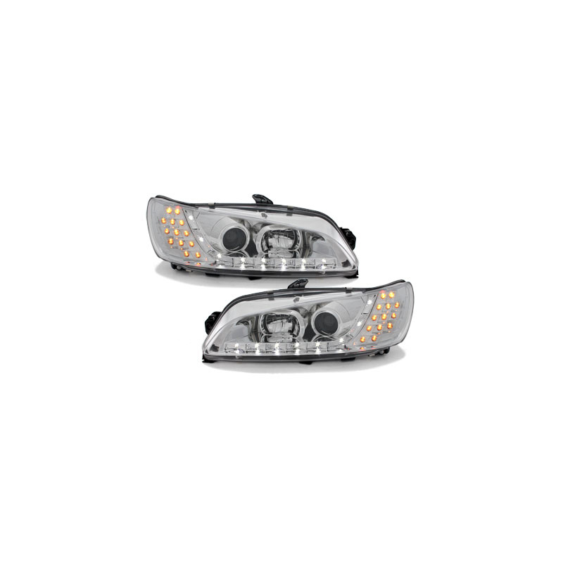 Phares DAYLINE Peugeot 306 97-00  avec feux diurne LED  Chrome