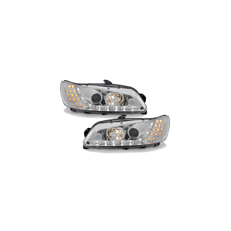 Phares DAYLINE Peugeot 306 97-00  avec feux diurne LED  Chrome