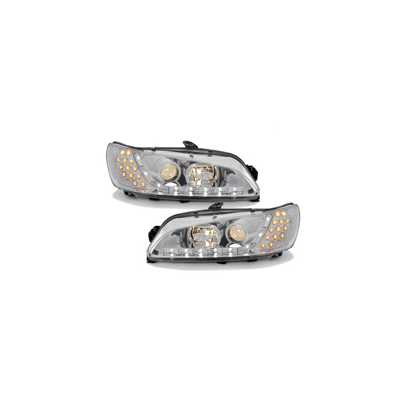 Phares DAYLINE Peugeot 306 97-00  avec feux diurne LED  Chrome