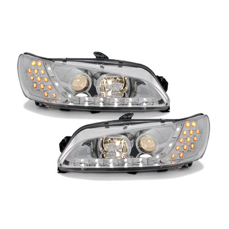 Phares DAYLINE Peugeot 306 97-00  avec feux diurne LED  Chrome