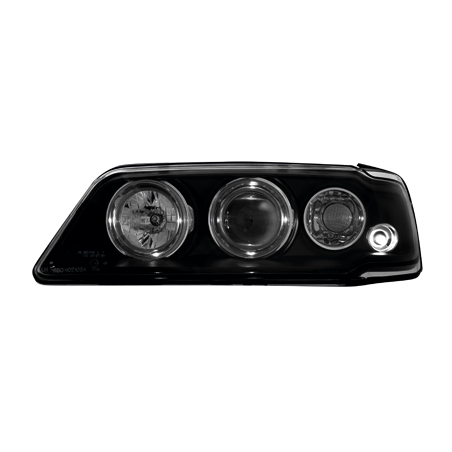 Phares Peugeot 405 87-96 avec 2 Anneaux lumineux Angel Eyes  Noir