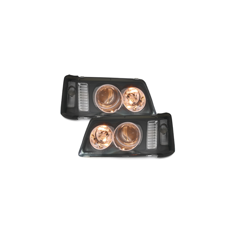 Phares Peugeot 205 83-96  avec anneaux lumineux  Noir