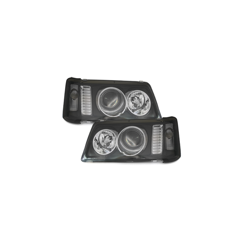 Phares Peugeot 205 83-96  avec anneaux lumineux  Noir