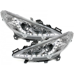 Phares D-LITE Peugeot 207 06-10 avec Feux Diurne  Chrome