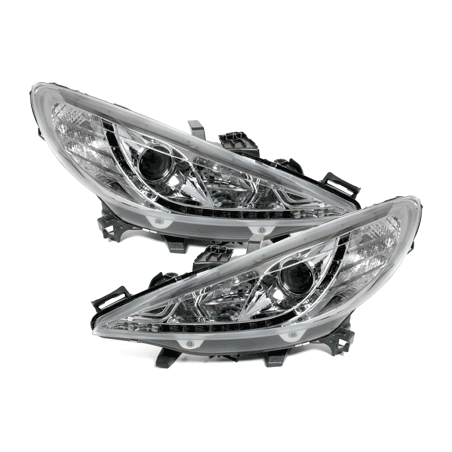 Phares D-LITE Peugeot 207 06-10 avec Feux Diurne  Chrome