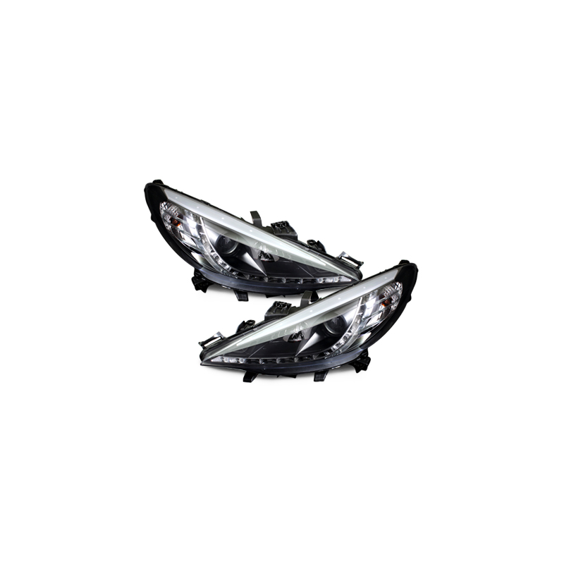 Phares D-LITE Peugeot 207 06-10 avec Feux Diurne  Noir