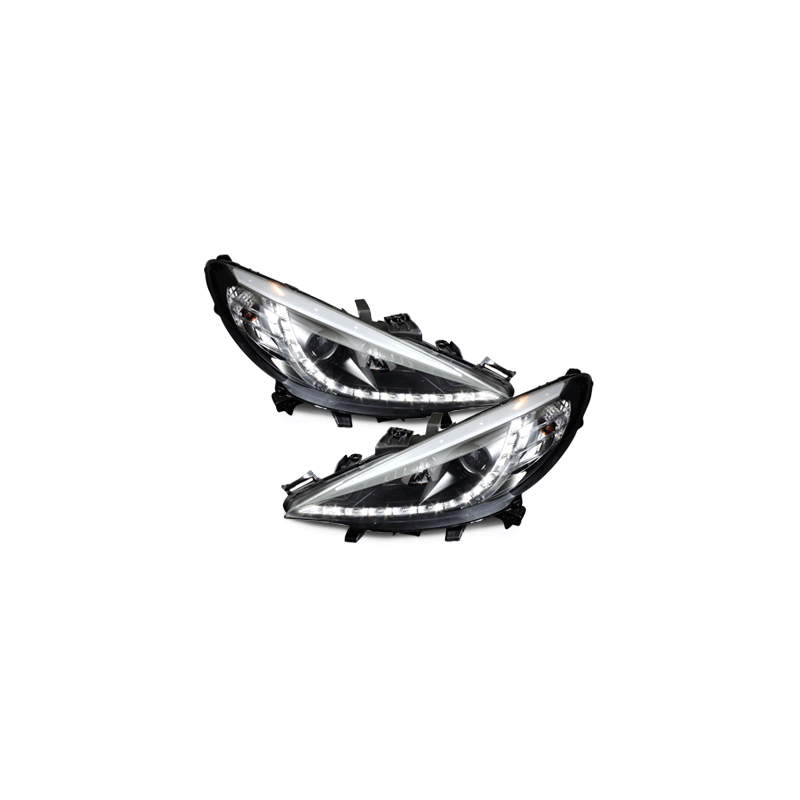 Phares D-LITE Peugeot 207 06-10 avec Feux Diurne  Noir