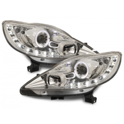 Phares DAYLINE Peugeot 107 05+ avec Feux Diurne Led Chrome